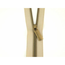 Beige Nylon Antique Coil Zippers: 3 Yards with 9 Pulls